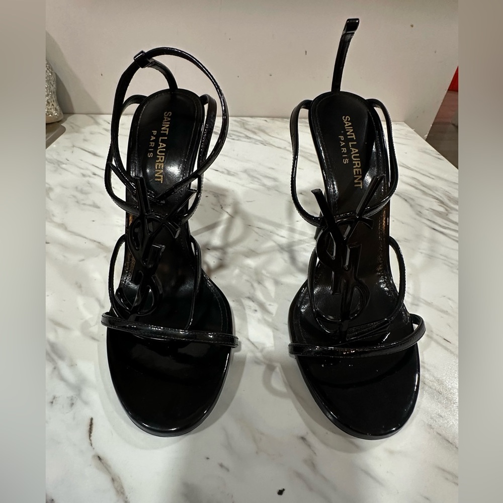 Opyum YSL Patent Ankle-Strap Sandals